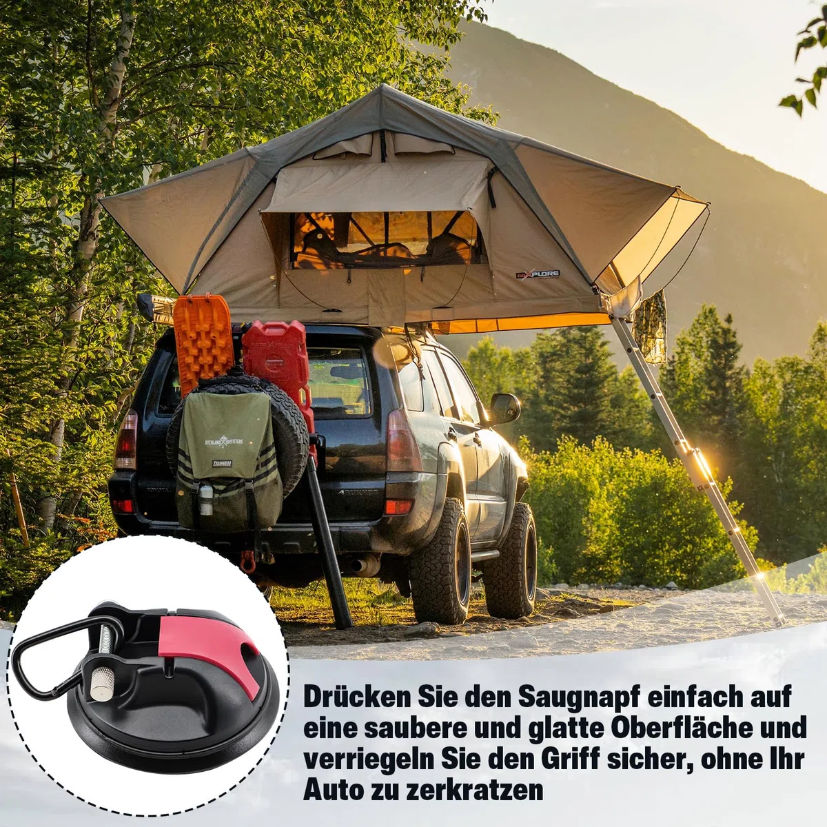 Scettar 4er Saugnapf Haken Stark Set mit D-Ringen Extra Starke Saugnäpfe 30kg Tragkraft,Wiederverwendbar Saughaken Ohne Bohren für Wohnmobil Auto Camping Zubehör Zelte Markisen Badezimmer