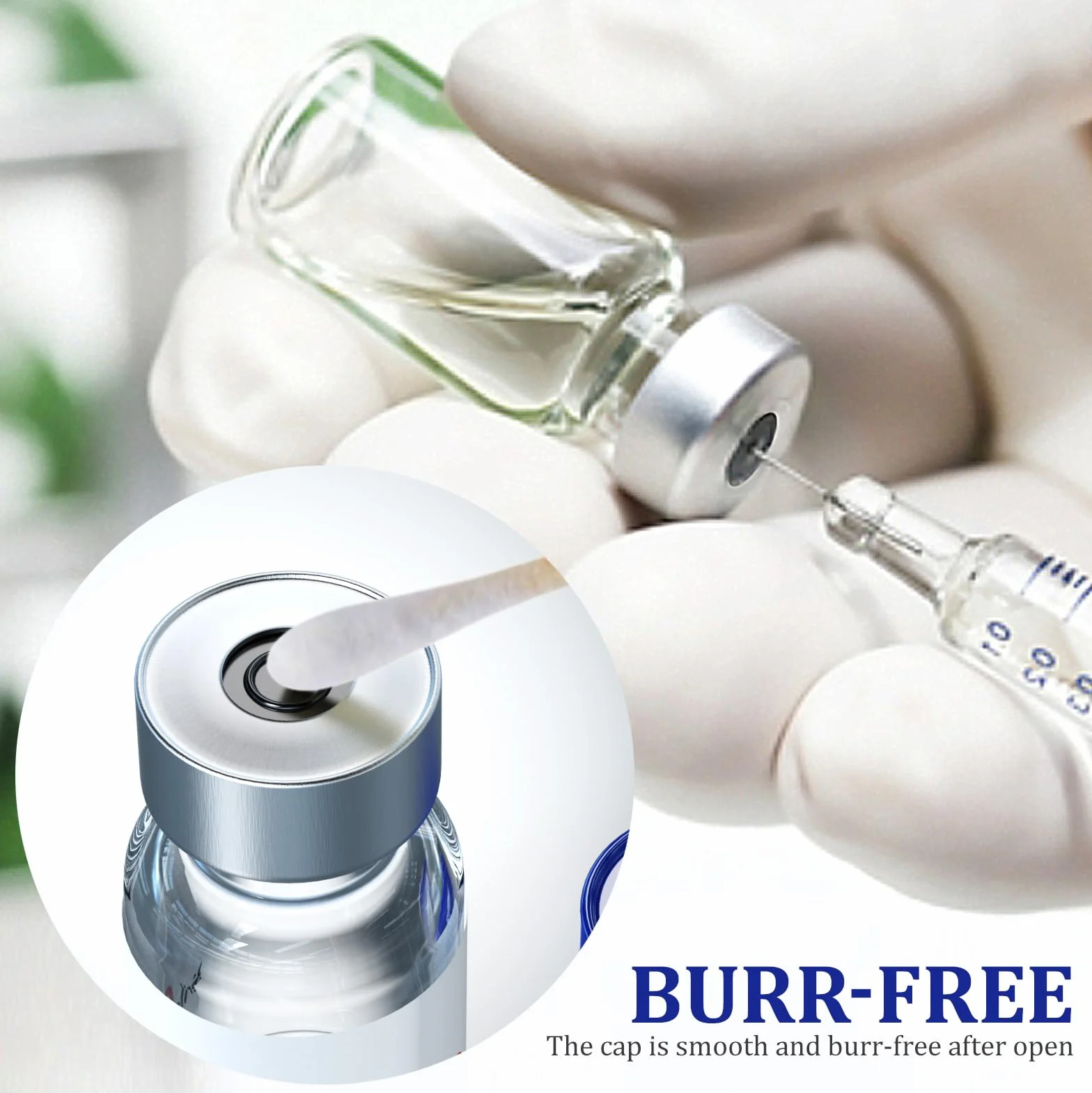 Sterile leere Ampullen mit selbstheilendem Injektionsanschluss und Aluminium-Kunststoffkappe, sterile Verpackung (20 ml, transparent, 10 Stück)