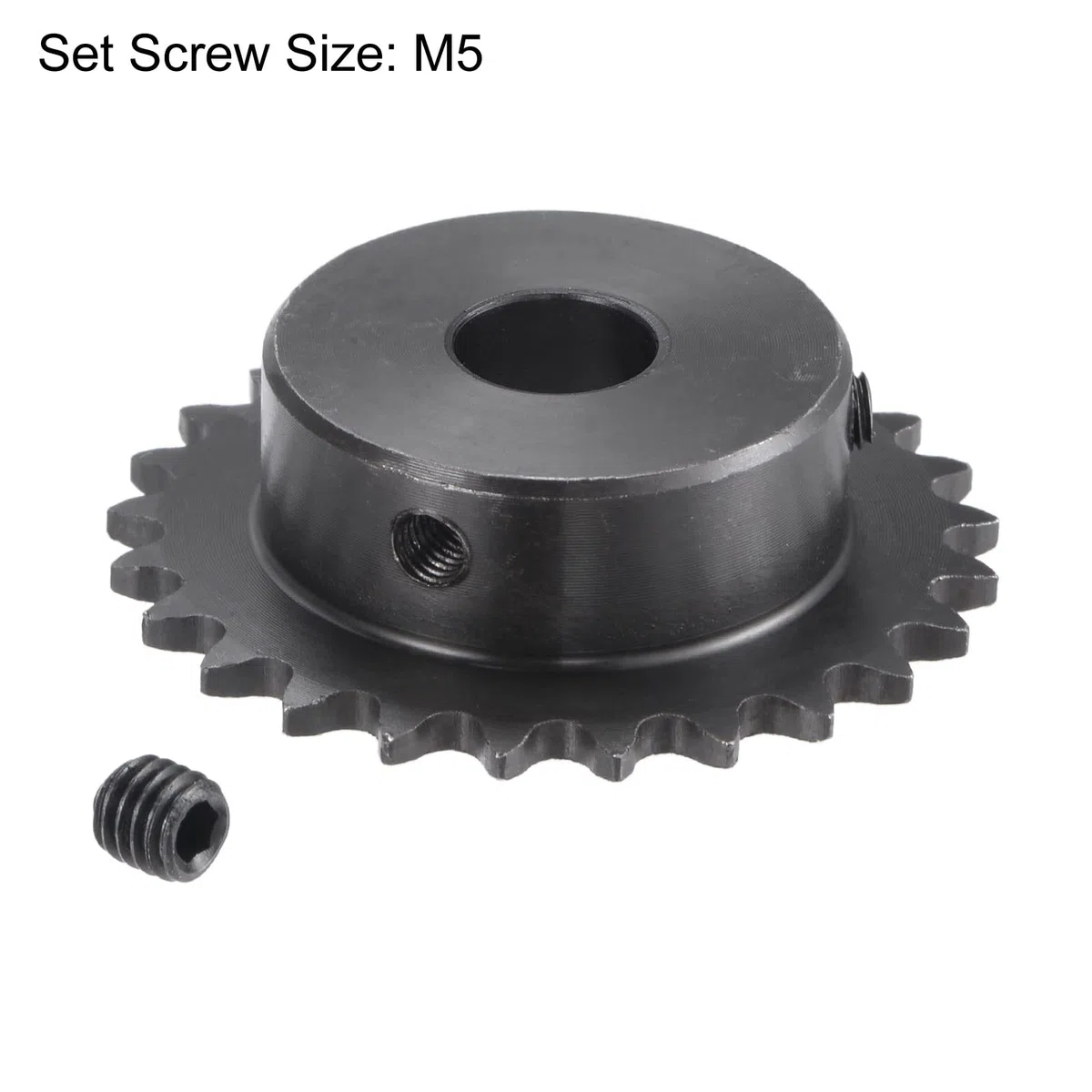 sourcing map Kettenrad mit 25 Zähnen Typ B Einsträngig 1/4" Teilung 12mm Bohrung Schwarz Oxid Kohlenstoffstahl C45 mit 2 Stellschrauben für ISO 04C
