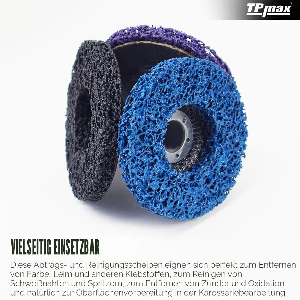 125mm Schleifscheiben Set für Winkelschleifer, 3 Stück CSD Reinigungsscheiben, Grobreinigungsscheibe, Nylongewebescheibe zum Entfernen von Farbe und Rost