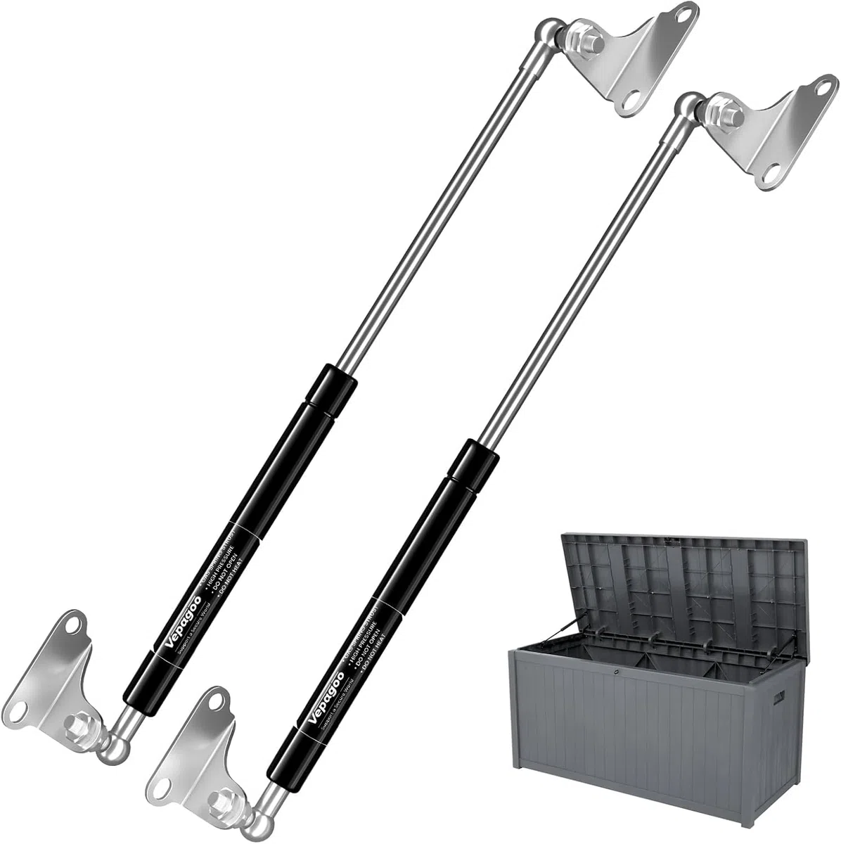 Vepagoo 380 mm, 356 N / 40kg Gasfeder, universell einstellbare Hubstützfeder mit Montageset für Ottomane-Bett, schwere Klappe, Bodenluke und andere kundenspezifische Schwerlastprojekte, 2 Stück