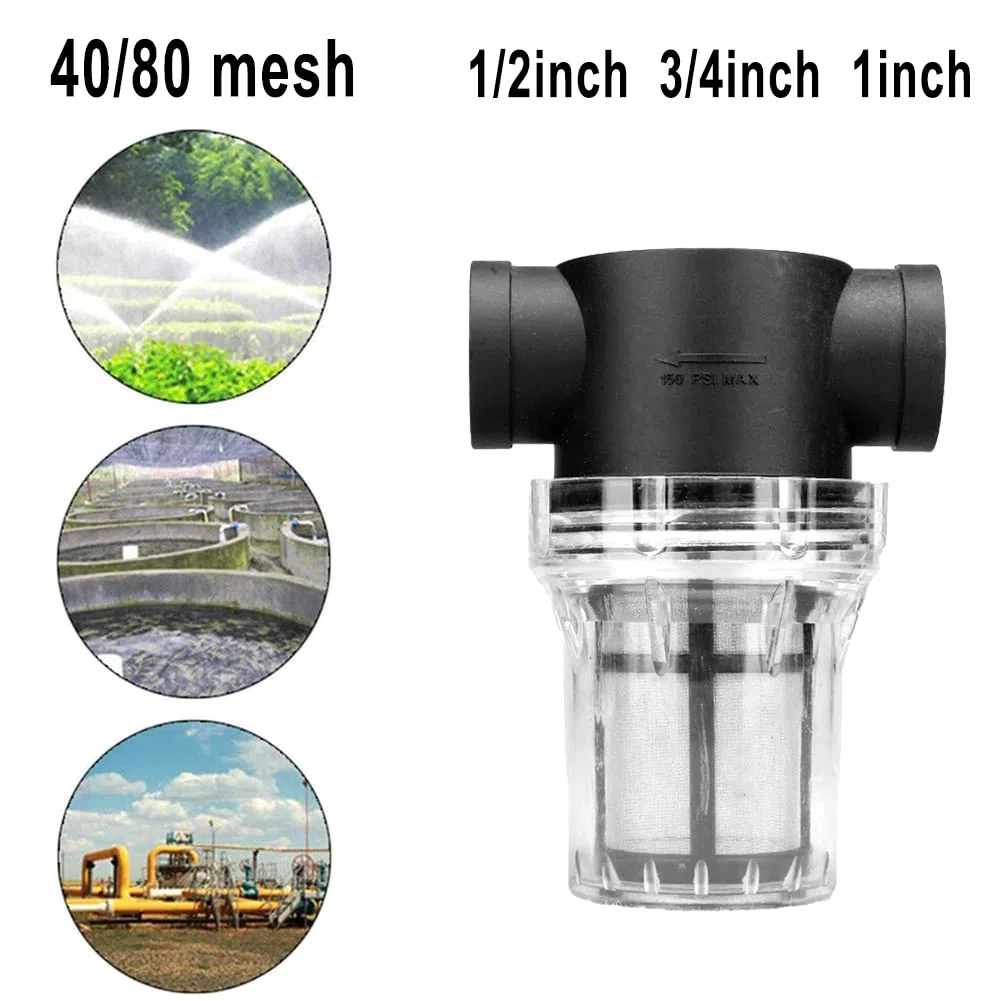 ZYWUOY Rohrleitungsfilter, Sieb, Wasserpumpenfilter mit 40/80 Mesh-Edelstahlsieb, Inline-Mesh-Sieb, Wasserpumpenfilter für die Gartenbewässerung