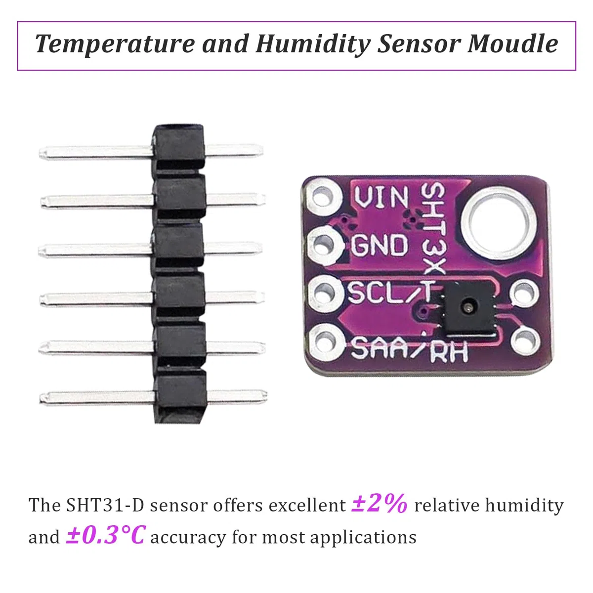 SHT31-D Temperatur Feuchtigkeit Sensor,Digital Temperatursensor Feuchtigkeitssensor Modul mit IIC I2C Schnittstelle,2.4~5.5VDC Humidity Sensor für Arduino（5 Stück）