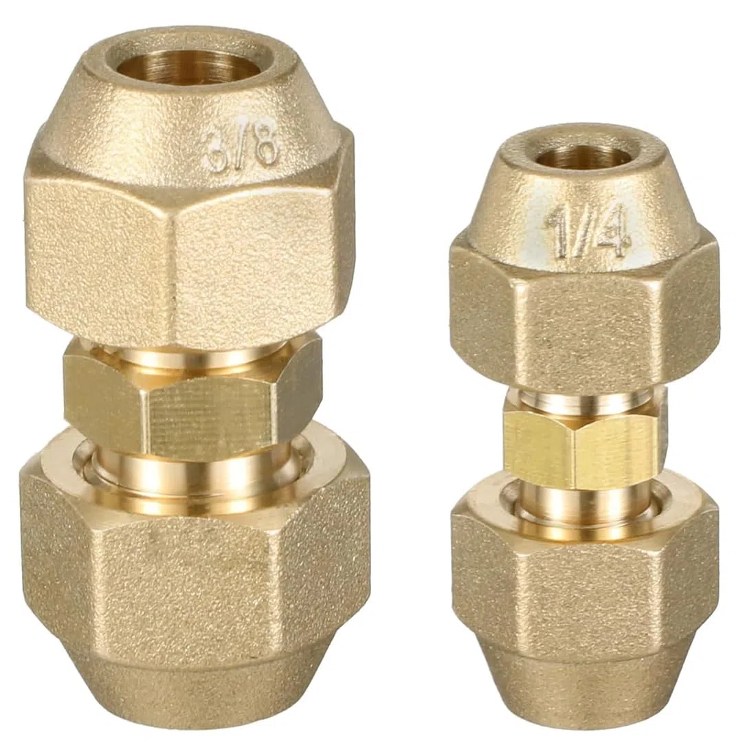 2 Stück Rohrverlängerungs-Verbindungsset, 1/4'' und 3/8'' kältemittelleitung, Klima Doppelnippel Verbindungsnippel Schweißfreie AC-Kupferrohr-Kupplungsadapter mit Überwurfmutter