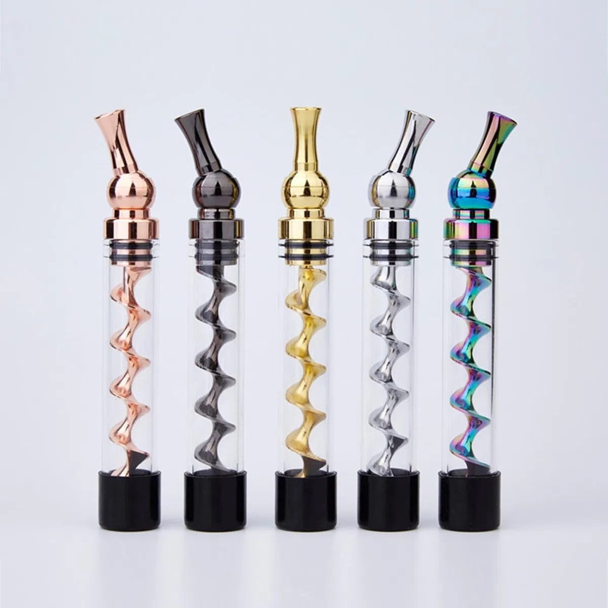 Tragbare, leicht zu reinigende, gedrehte Glasstumpfpfeife, Glas Twisty Blunt mit Schwenkkopf, eingebautem Mahlwerk, Twisty Glass Blunt Pipe mit verstellbarer Kammer, Twisty Glass Blunt Glaspfeife