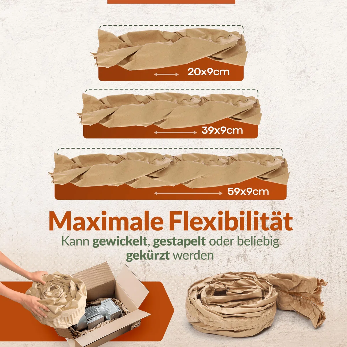 100x Papierpolsterstreifen 20 x 9cm I Füllmaterial I umweltfreundliches Verpackungsmaterial I Versandverpackung