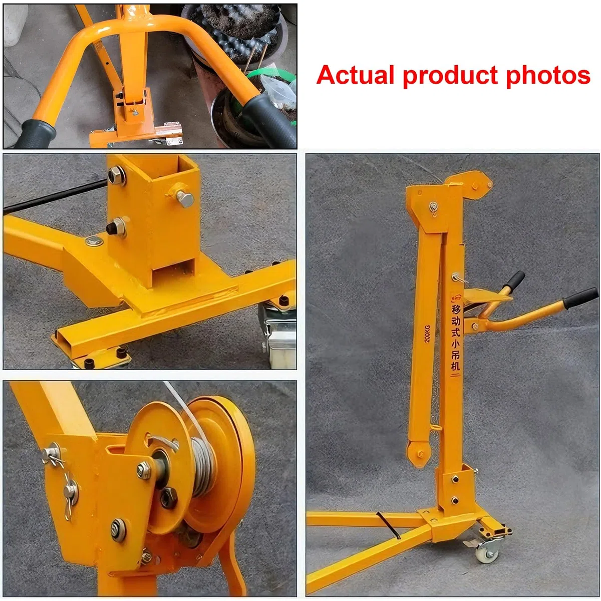 Mobilkran mit manueller Seilwinde - Handbetriebener, kompakter Hebekran, Tragfähigkeit 200 kg