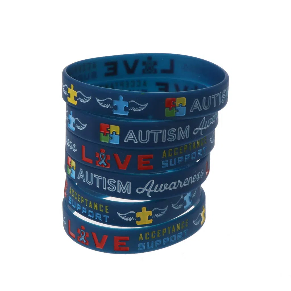 GROOMY Armband, 6-teiliges Autismus-Bewusstsein Armband-Bewusstsein schafft Veränderung Silikon-Armband Blau