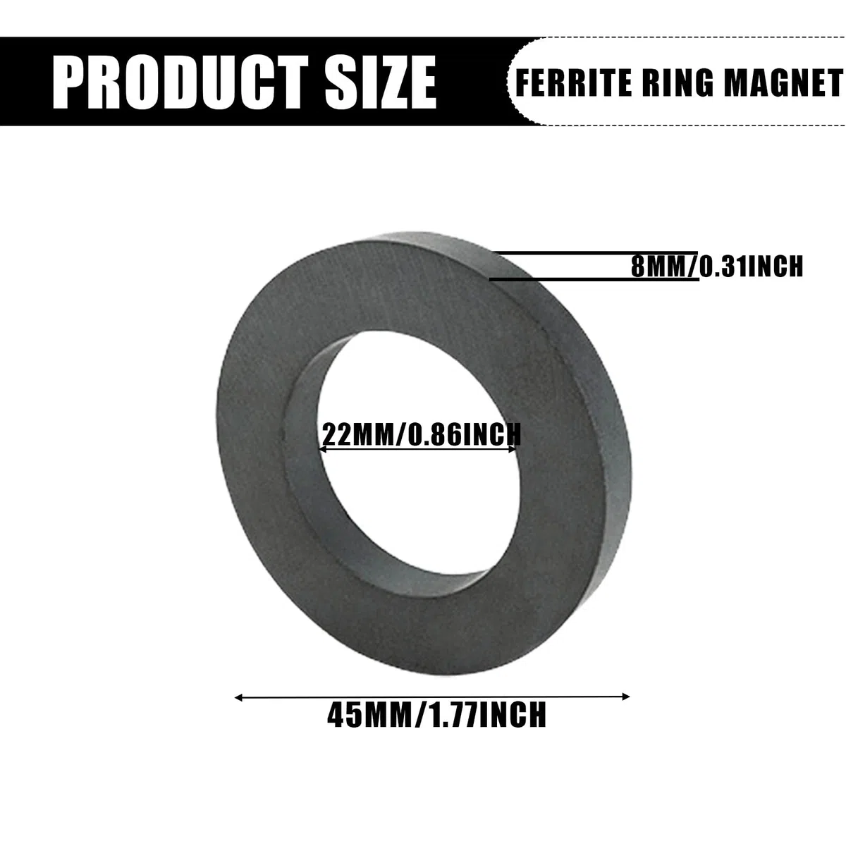 Aicharynic 10 Stück Ringmagnet, Ø 45 mm x 22mm x 8 mm Ferrit Ringmagnet mit Loch, Magnetring Strapazierfähig Ringmagnete Magnet Scheibe mit Loch Ring für Industrie, DIY, Basteln, Wissenschaftsprojekte