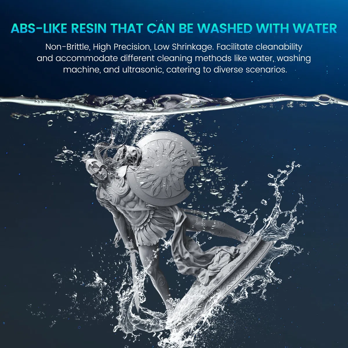 SUNLU ABS Like Resin Water Washable Resin Dunkelgrau, Einfache Nachbearbeitung Water Wash ABS Wie Harz, Höhere Festigkeit und Zähigkeit 405 nm UV-härtendes Harz für Harz 3D Drucker, Dunkelgrau 1000g