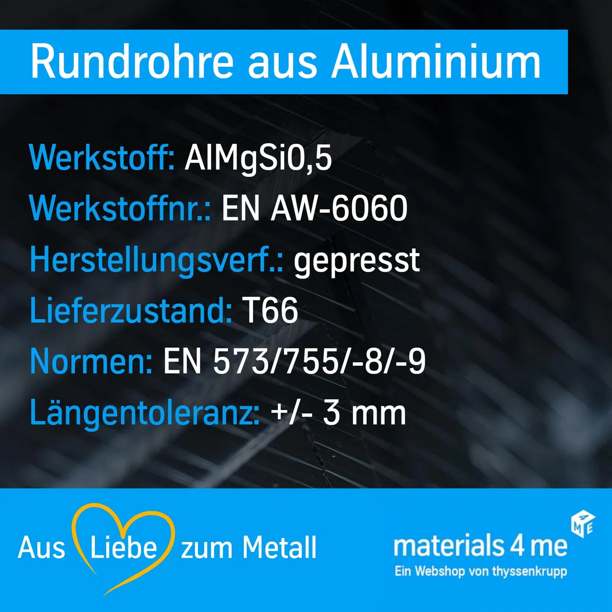thyssenkrupp Aluminiumprofil – Rundrohr EN AW-6060 – Alurohr für Konstruktion & Montage – Aluminium Rundprofil – Ø 30 x 2 mm, 1500 mm Länge