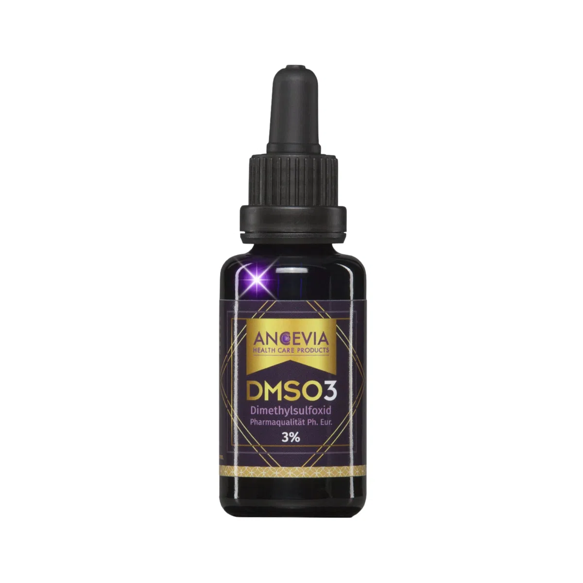 ANCEVIA DMSO 3% Tropfen - mit Pipette 30 ml DMSO Lösung 3 Prozent - Pharmazeutische Qualität - Verdünnte traditionelle Formel - Präzise Dosierung - In MIRON Violetglas