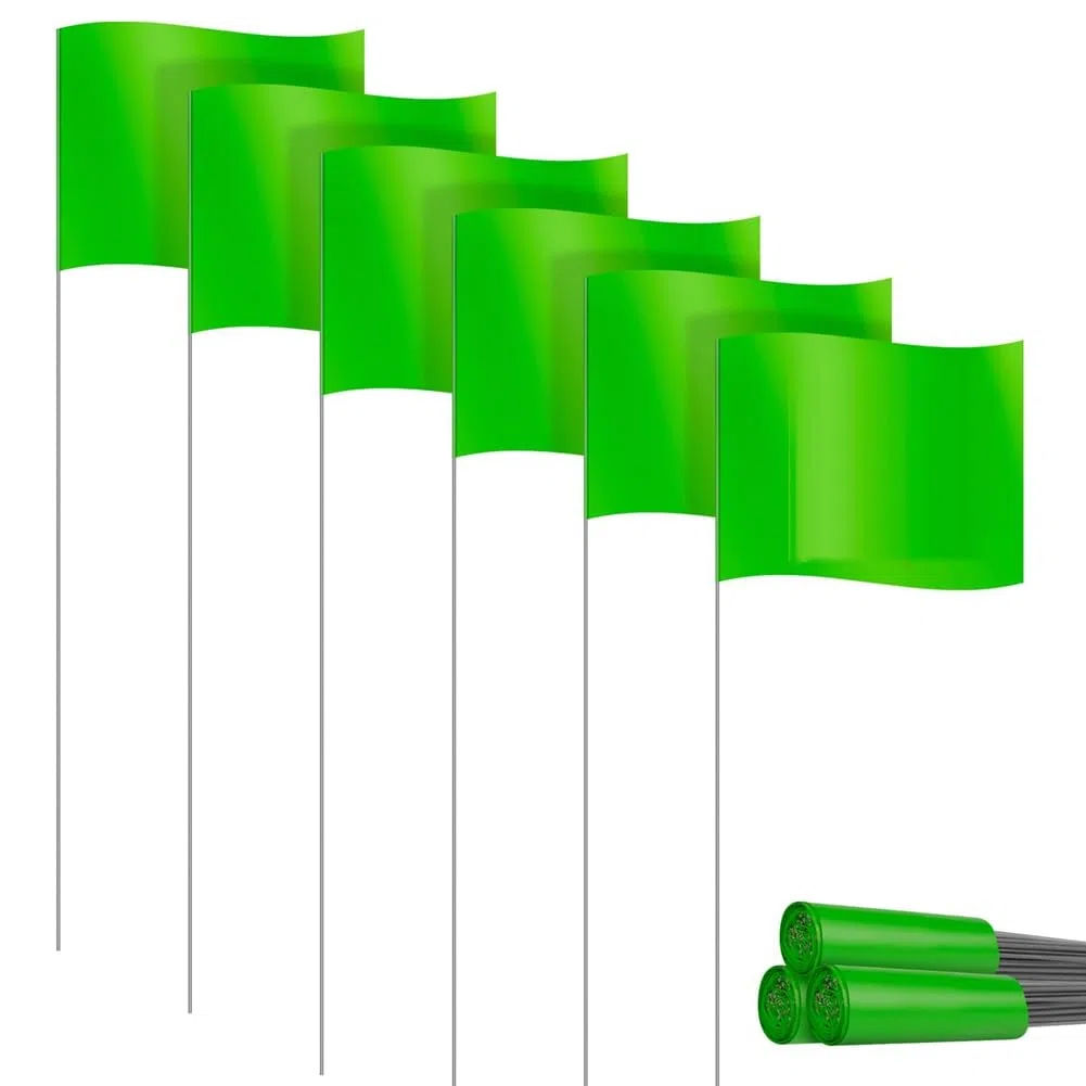 Markierungsflaggen Markierungsflaggen für Rasen, 30er-Pack, Kleine PVC-Flaggen, Markierungsflaggen, Rasenflaggen, Gartenflaggen, Vermessungsflaggen, Langlebig, Einfach zu Verwenden, Grün