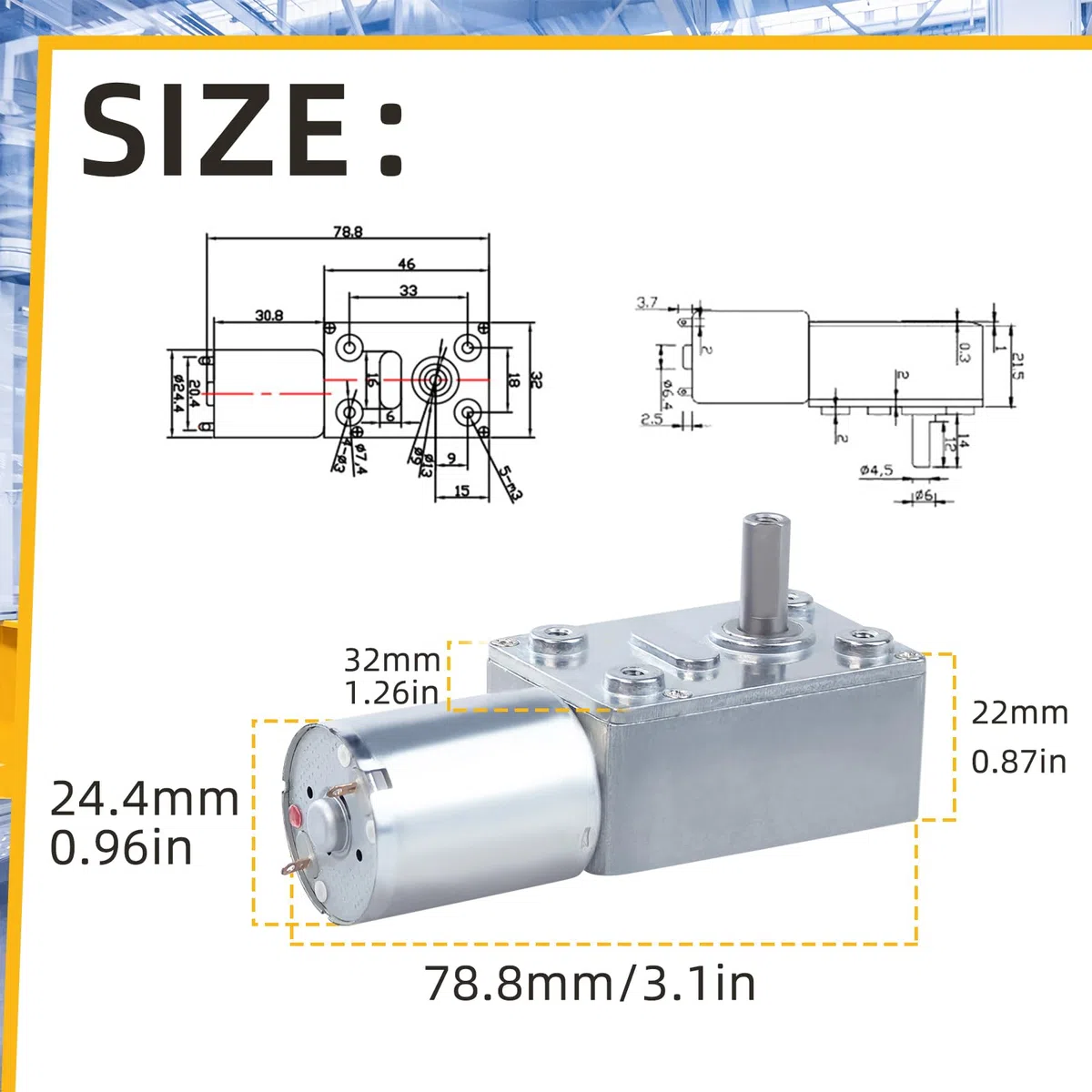 12V 25RPM Gleichstrom Getriebemotor, Torsion Selbsthemmende Motor Reversed Mini Turbine Getriebemotor, JGY370 DC Schneckengetriebe Elektromotor für DIY Roboter Drehtisch Türschloss Vorhang Maschine
