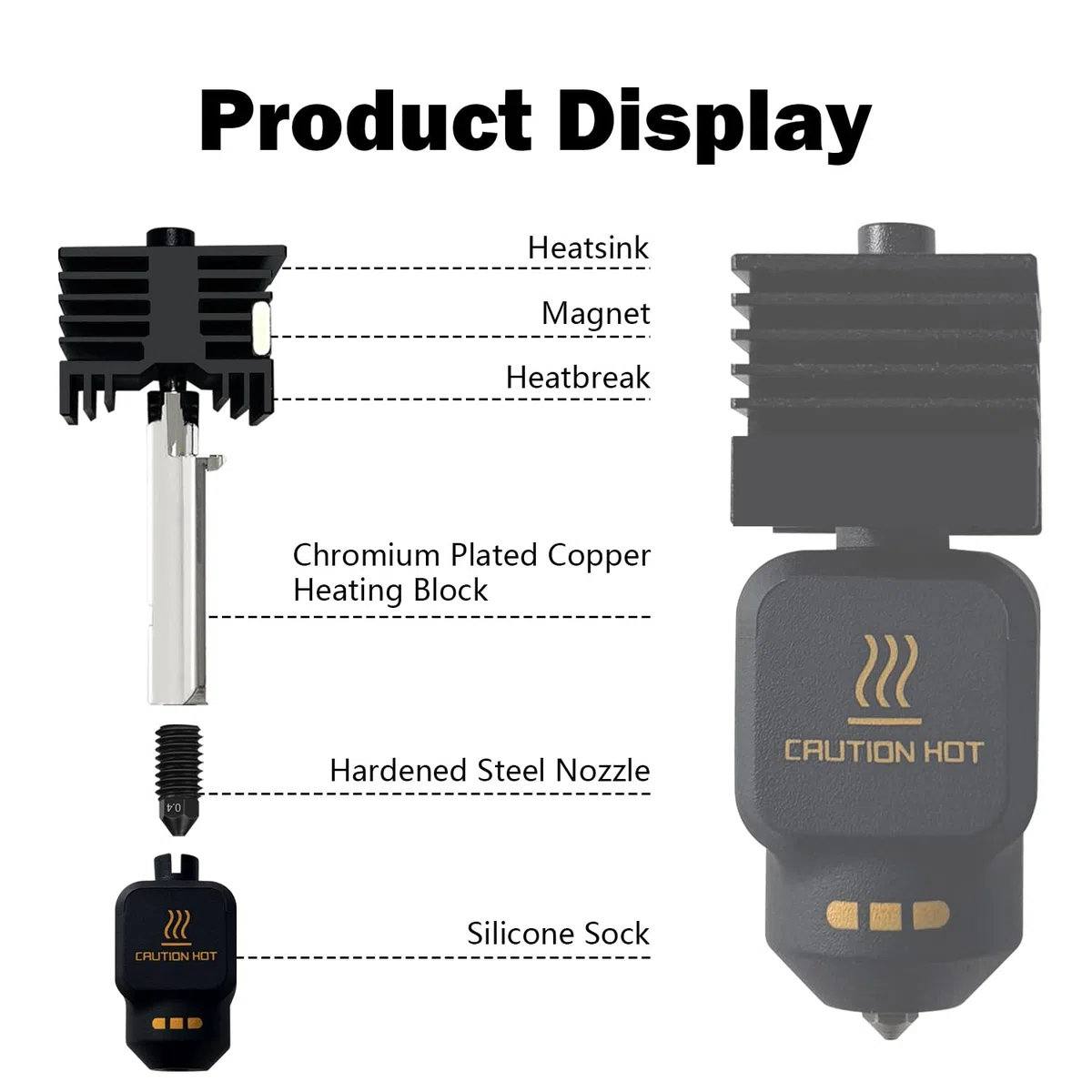 HzdaDeve 2-Pack 0.4MM P2S/X2D/H2D/H2S/H2C Combo Hotend Druck Kopf Hot End Kit Extruder Upgrade Hochtemperatur gehärtete Stahldüse mit 2PCS Silikon Abdeckung Socke für Bambu Lab A1/A1 Mini 3D Drucker
