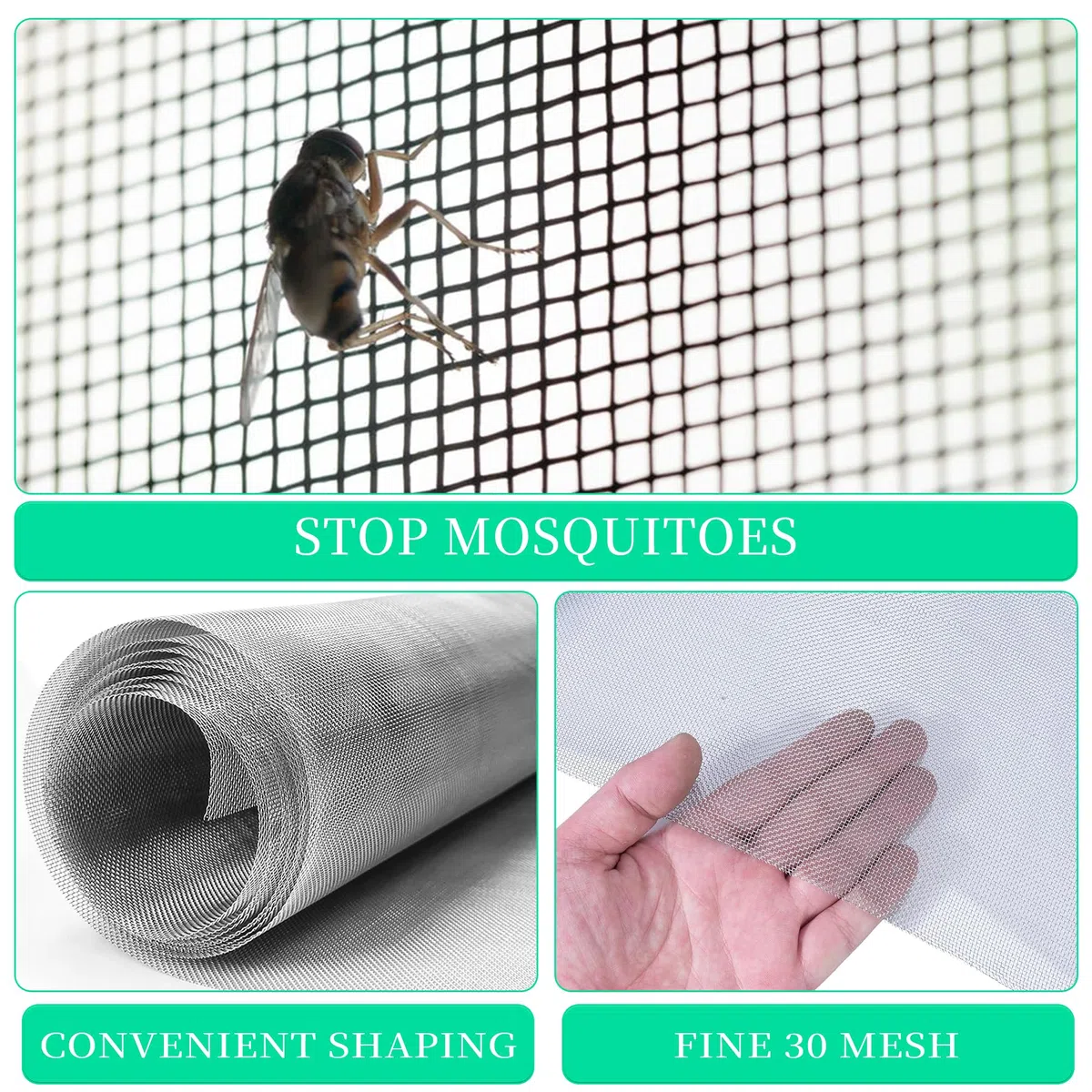 Stainless Filter Drahtgeflecht, 30 Mesh 40 x 300cm, Insektenschutz Drahtgitter, Drahtgeflecht Edelstahl, Wire Mesh, Drahtgitter Feinmaschig Fliegengitter, für Türen Garten Verhindert Mäuse, Insekten