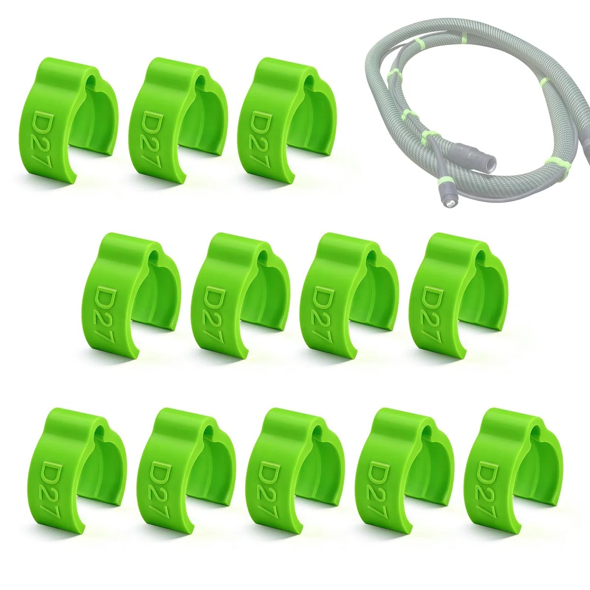 Kabelclip für Festool D27 Staubsauger Schlauch - Kabel Clip für Festool CT CTL Saugschlauch Kabel, Staubsaugerschlauch Halterung Zubehör, Plug It Leitungshalter Draht Clip Kabelschelle, Grün, 12 Stk