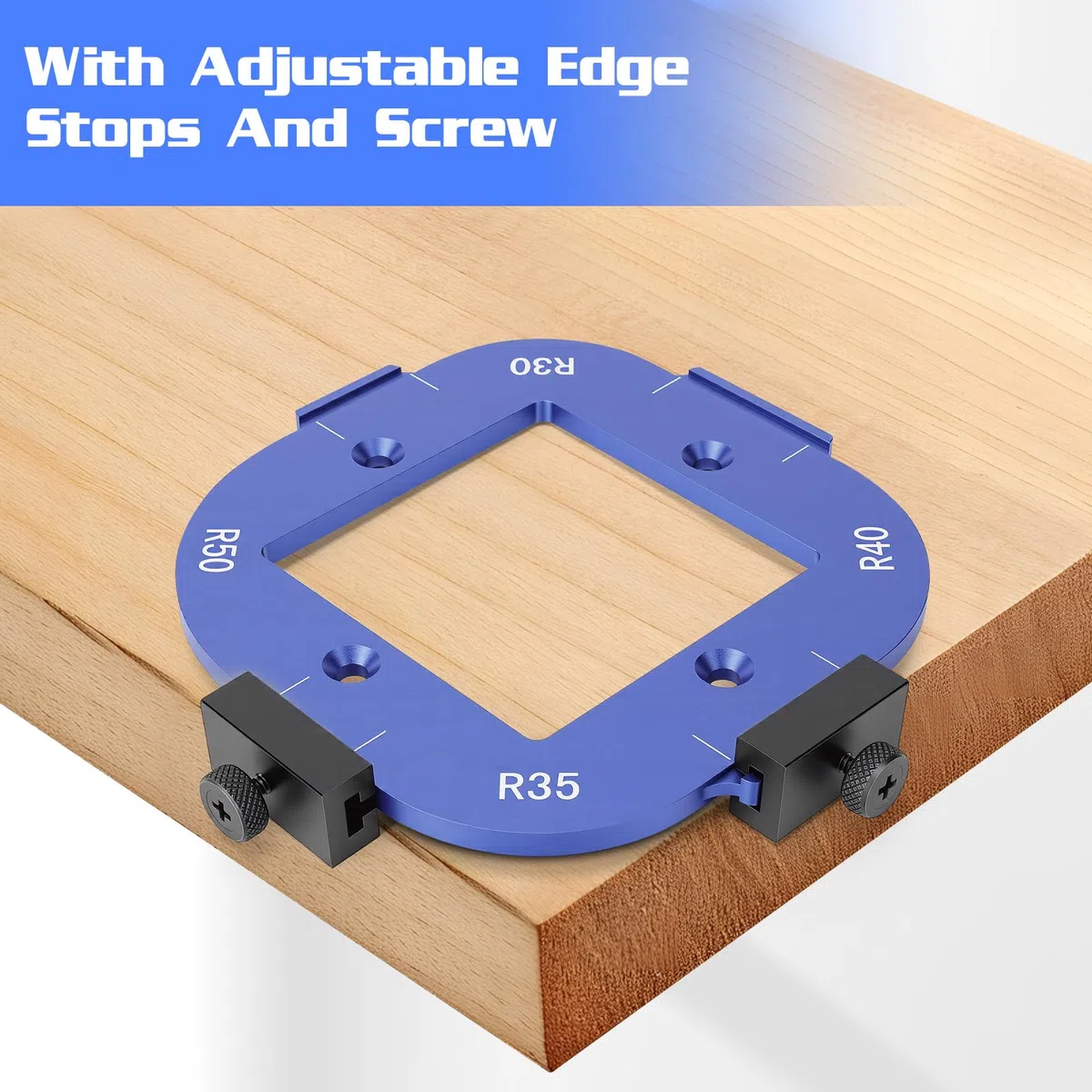 Frässchablone für Oberfräse, 2 Stück Radius Jig Router Schablone, Aluminiumlegierung Ecke Radius Schablone für Holzbearbeitung R10 R15 R20 R25 R30 R35 R40 R50 (Blau)