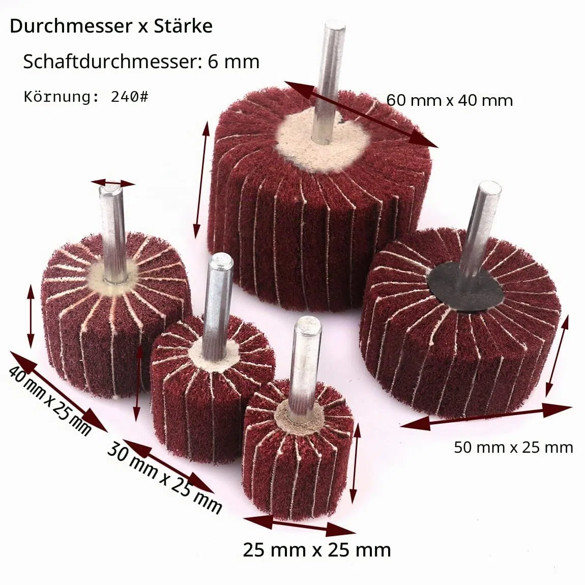 ATOPLEE 5 Stück montierte Zwischenblatt-Schleifscheiben, 240# montierte Fächerräder zum Entfernen von Rost und Schweißen, Grat, Schleifen und Veredeln