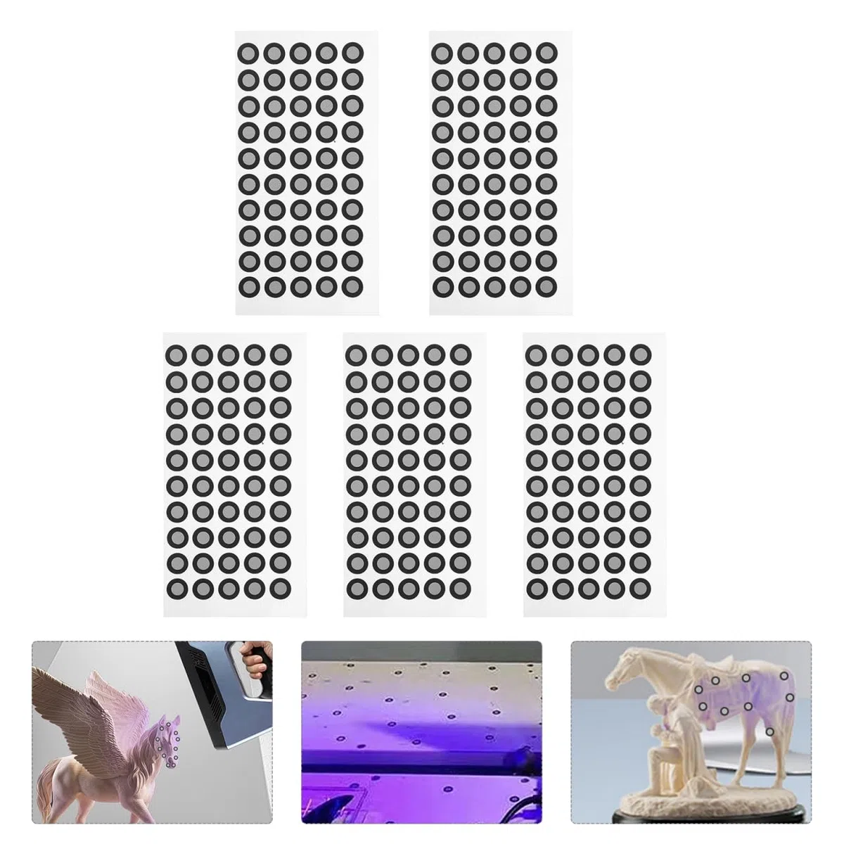 UKCOCO Referenz-Markierungspunkt Für 3D-Scanner Reflektierender Filmmarkierungspunkt 3D Hochreflektierende Folie 5 Blatt Leicht Und Reißfest