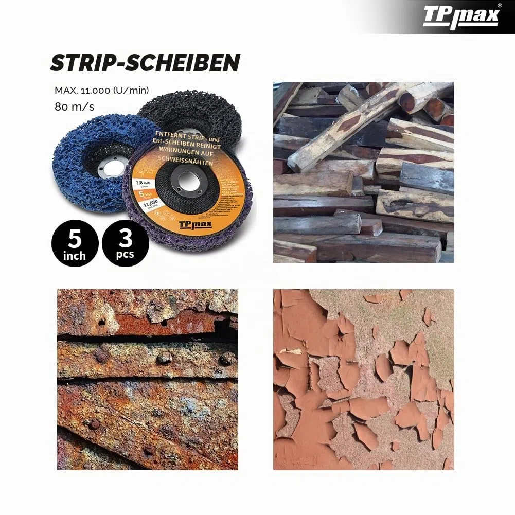 125mm Schleifscheiben Set für Winkelschleifer, 3 Stück CSD Reinigungsscheiben, Grobreinigungsscheibe, Nylongewebescheibe zum Entfernen von Farbe und Rost
