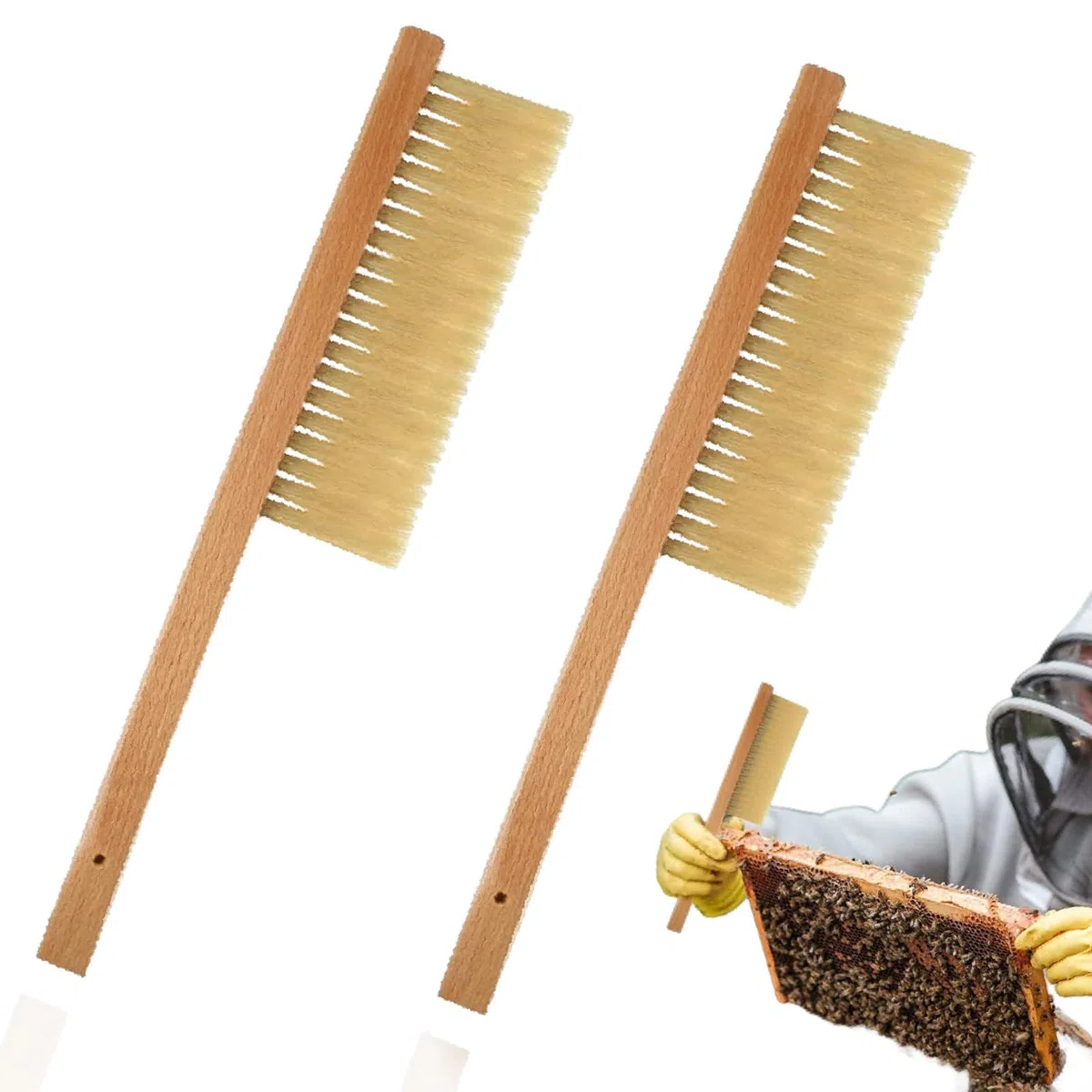 Bienenbürste Bienenstockbürste Bienenbesen Bienenkehrbürste Bienen Bürsten Werkzeug mit Holz Griff Borsten Bienenbürste Bienenbürste mit Holzgriff Abkehrbesen für Imker Imkerei Bienenbürste 2 Stück