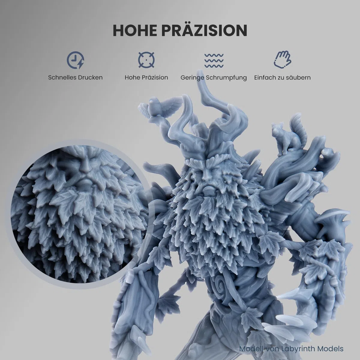 ELEGOO 3D Drucker Resin, UV 405nm Standard Resin mit Hohe Präzision und Schnelle UV-Härtung für MSLA/DLP/LCD 3D Drucker, Photopolymer-Kunstharz Flüssige 3D-Druckmaterialien, Grau 1000g