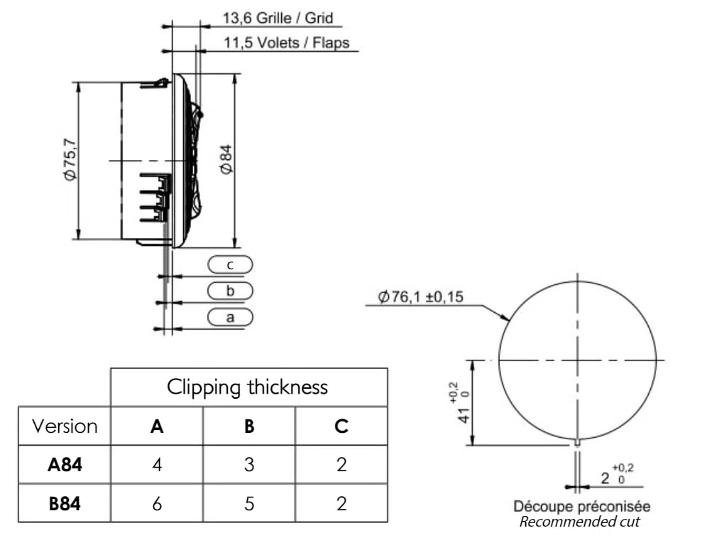 Sirocco Luftdüse/Drehluftdüse rund 84mm Sensyo II Typ Elektro Stapler - verstellbar regulierbar Ø 84 mm Einbaumaß Ø 76 mm - Gabelstapler Elektro Stapler Zubehör