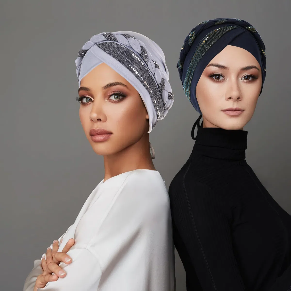 XEPST 2 Stück Chemo Turban für Damen, Kopfbedeckung Beanie Mütze Sonnenschutz Kopf Damen Krebs Patienten Haarausfall Schlafhaube für Frauen