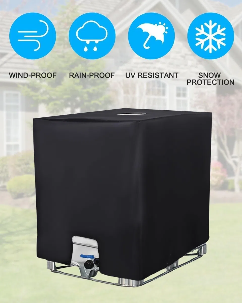 IBC Tank Abdeckung 1000L, IBC Container Zubehör, Wassertank UV-Schutzfolie, Regentonne Abdeckung, Schutzplane Regenwassertank, Geeignet Für 1000L IBC-Tank Container Cover (120 X 100 X 116 Cm)