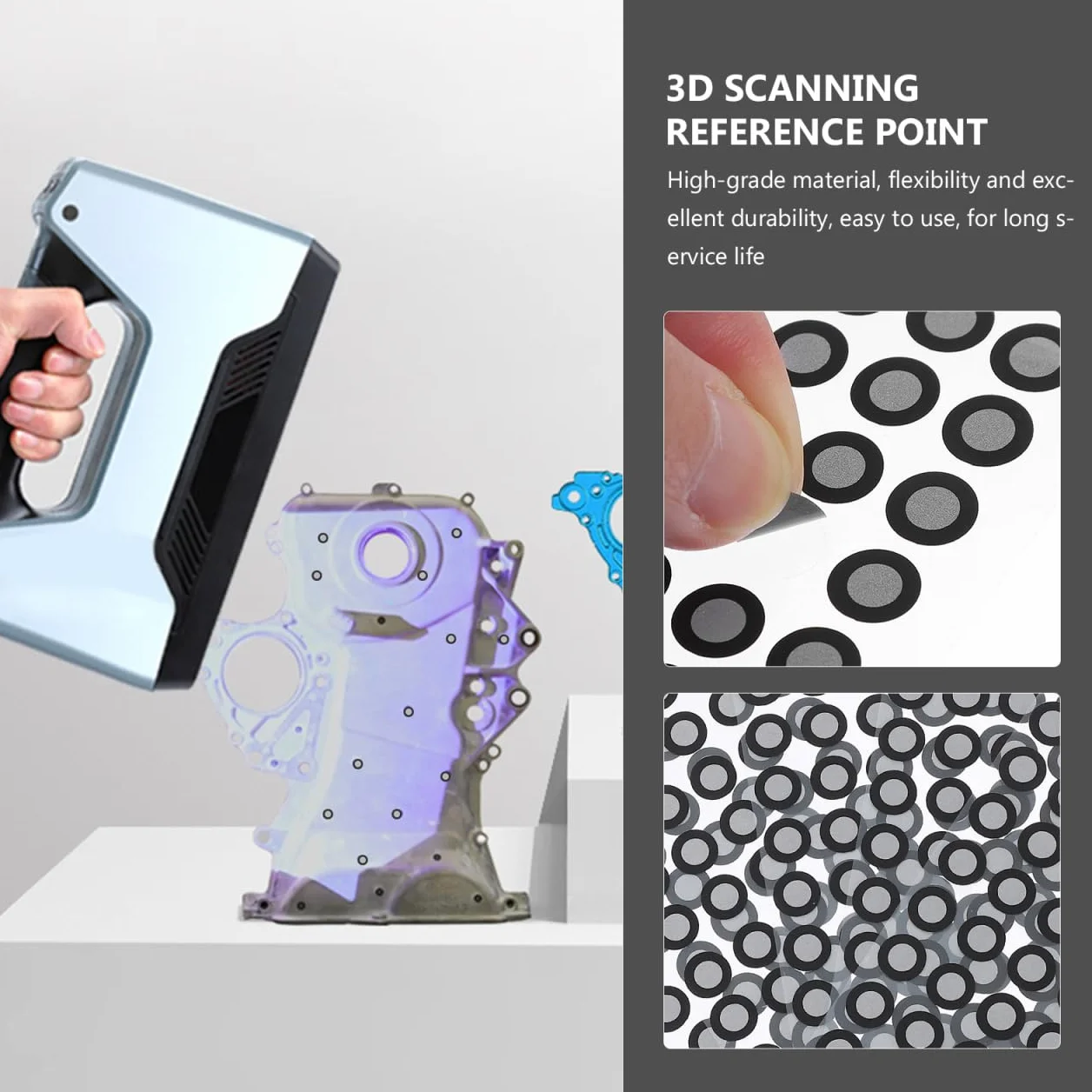 UKCOCO Referenz-Markierungspunkt Für 3D-Scanner Reflektierender Filmmarkierungspunkt 3D Hochreflektierende Folie 5 Blatt Leicht Und Reißfest