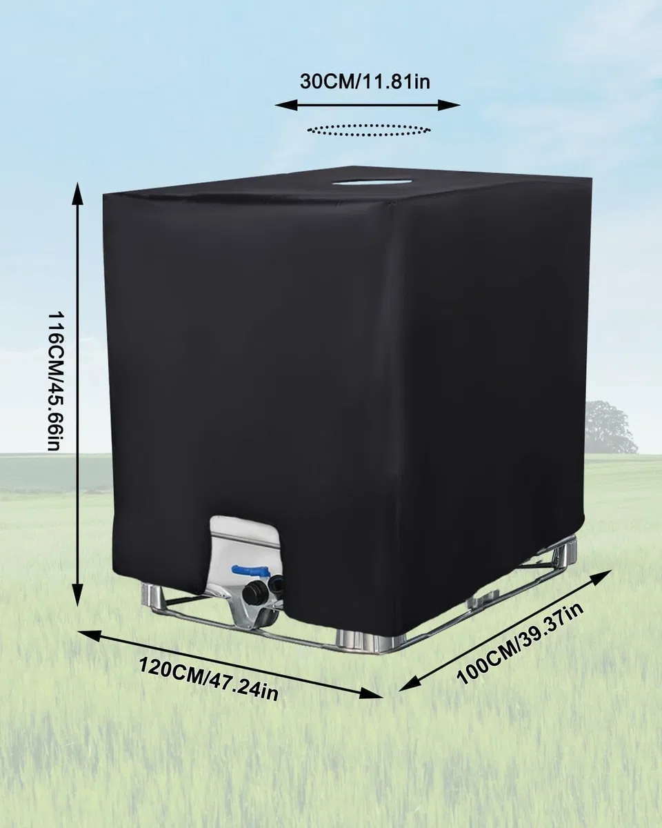 IBC Tank Abdeckung 1000L, IBC Container Zubehör, Wassertank UV-Schutzfolie, Regentonne Abdeckung, Schutzplane Regenwassertank, Geeignet Für 1000L IBC-Tank Container Cover (120 X 100 X 116 Cm)