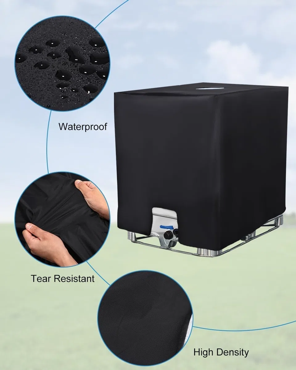 IBC Tank Abdeckung 1000L, IBC Container Zubehör, Wassertank UV-Schutzfolie, Regentonne Abdeckung, Schutzplane Regenwassertank, Geeignet Für 1000L IBC-Tank Container Cover (120 X 100 X 116 Cm)