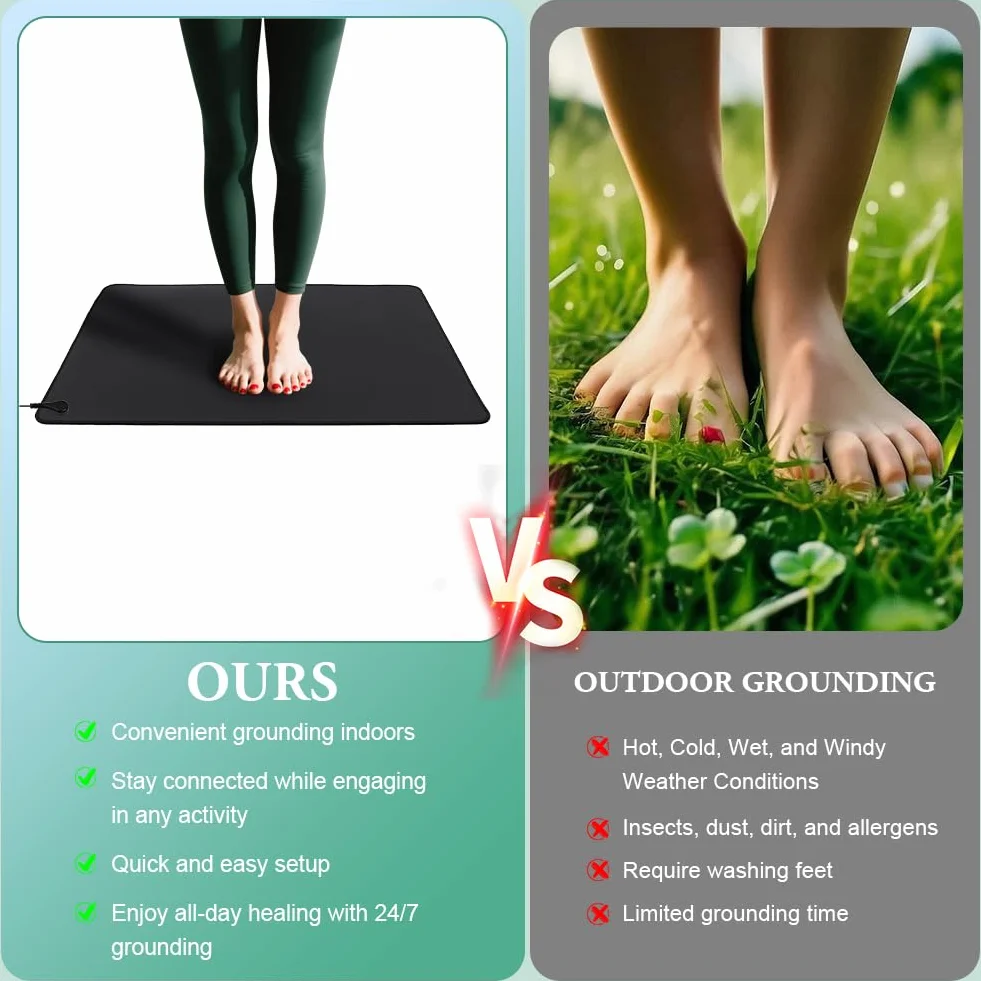 Erdungsmatte für Bett, ESD Matte für Wohlbefinden, Topraklama Matı, Grounding Mat Earthing für Besseren Schlaf, Stressabbau, Antistatik Matte Kann Als Mauspad Oder Yogamatte(40 * 60cm)