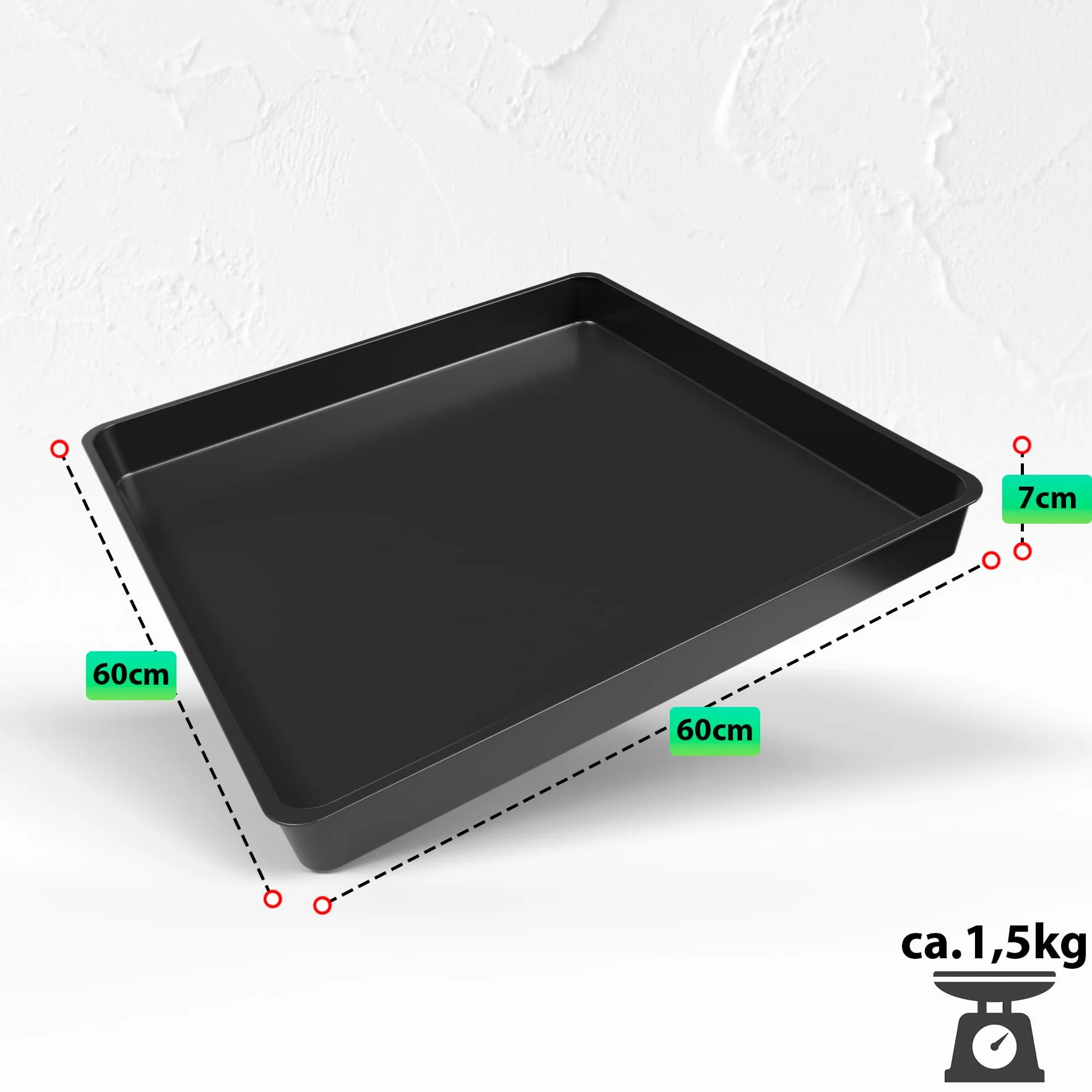 BigDean Allzweckwanne 60x60x7cm ideal als Grillrost Wanne, Kotwanne oder Mörtelwanne – hochwertige Kunststoff Wanne