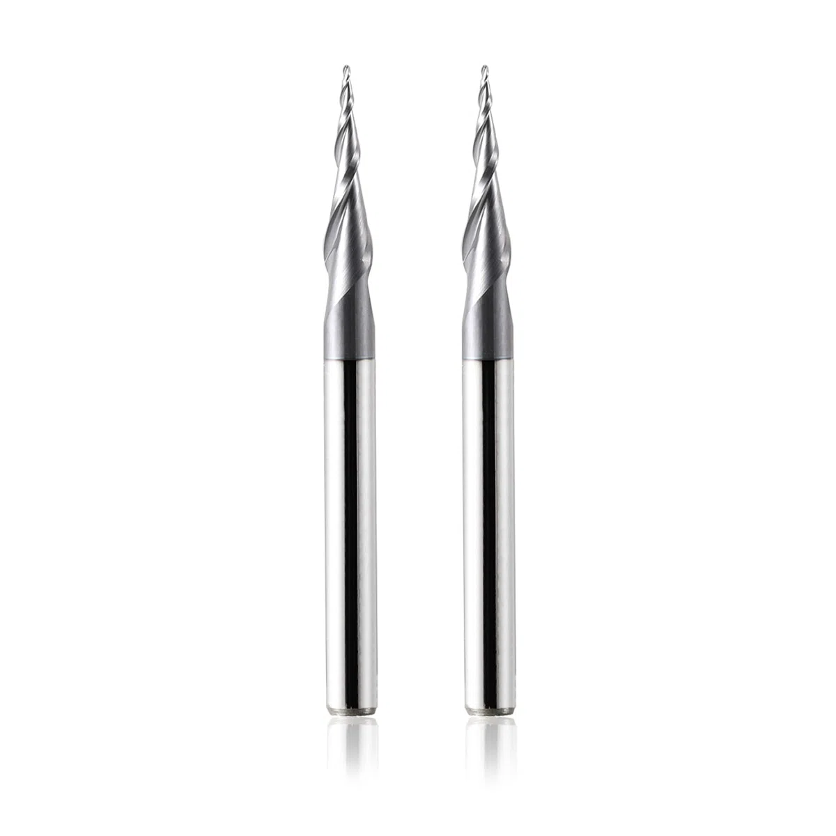 2 Stück 2 Flöten Kugelkopffräser mit Konischer Spitze CNC Gravierfräser R0,25mm 3,175mm (1/8") Schaft Vollhartmetallfräser für Oberfräse mit TiAlN Beschichtung für 2D und 3D Gravur