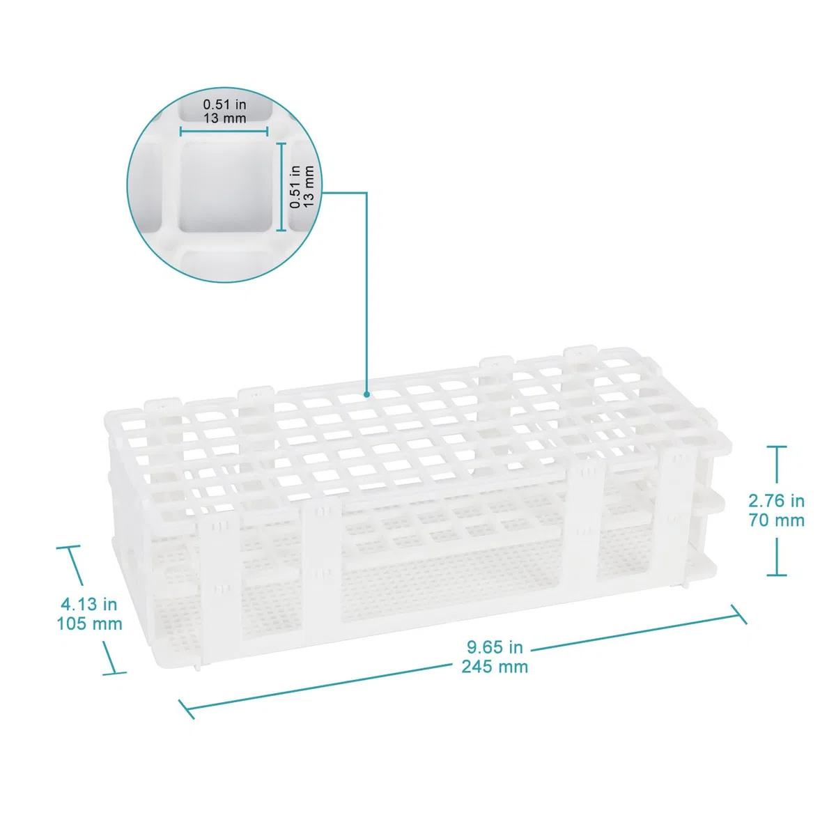 stonylab Reagenzglasständer, 13 mm 90-Plätze Weißer Kunststoffhalter-Ständer, 3-Stufiges Design und Abnehmbar, für den Laborgebrauch