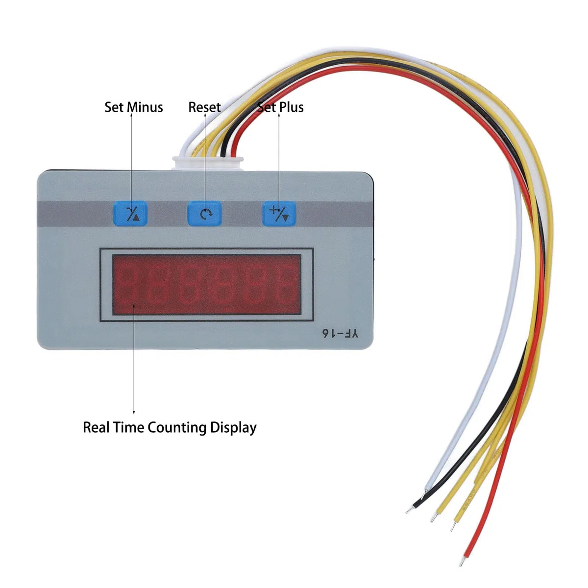 Digitaler 1-999999 6-stelliger Zähler, mit NPN- und PNP-Signaleingangsanschluss, Automatischer Erkennungs-Tally 5‑24V YF‑16 für Industrielle Steuerung
