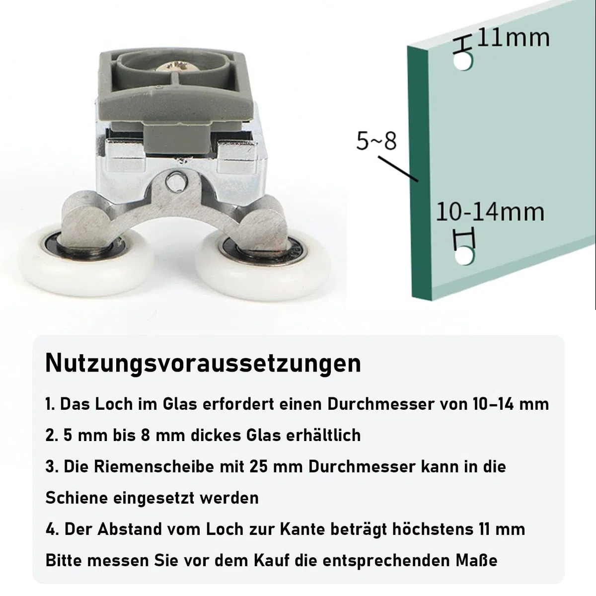 8 Stück Duschtürrollen Ø 25 mm, Robuste Zinklegierung Laufrollen für Schiebetüren Duschkabinen, Leise Rostfrei Ersatzrollen für 4-6 mm Glas Badezimmer, 4 Oben 4 Unten Duschkabinen Ersatzteile