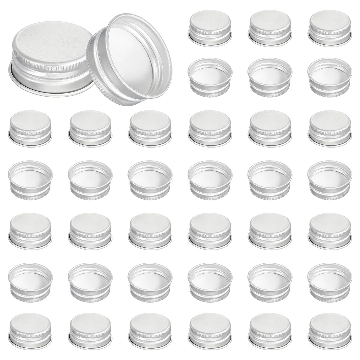 PATIKIL 31mm Metallische Runde Schraubdeckel 54 Stück Aluminium Mason Jar Deckel Schraubverschlüsse Für Labor Haushaltsaufbewahrungsgläser Gallonenkrüge Glas Snackbehälter Silberton