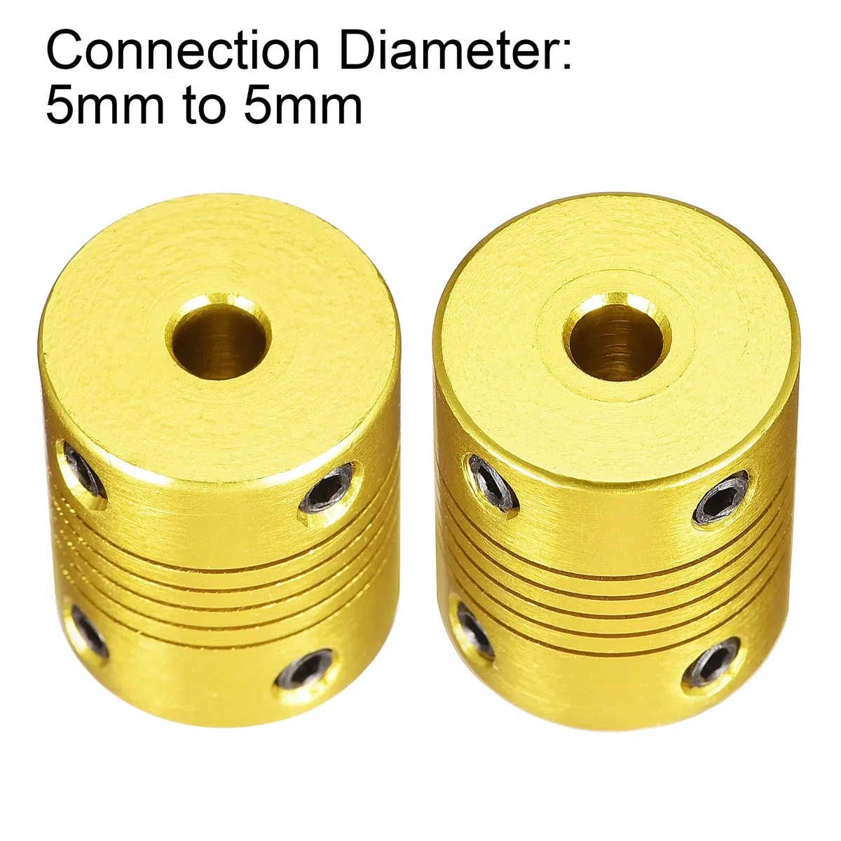 sourcing map 5Stk. 5mm bis 5mm Aluminiumlegierung Flexible Wellenkupplung L25xD20 Goldton