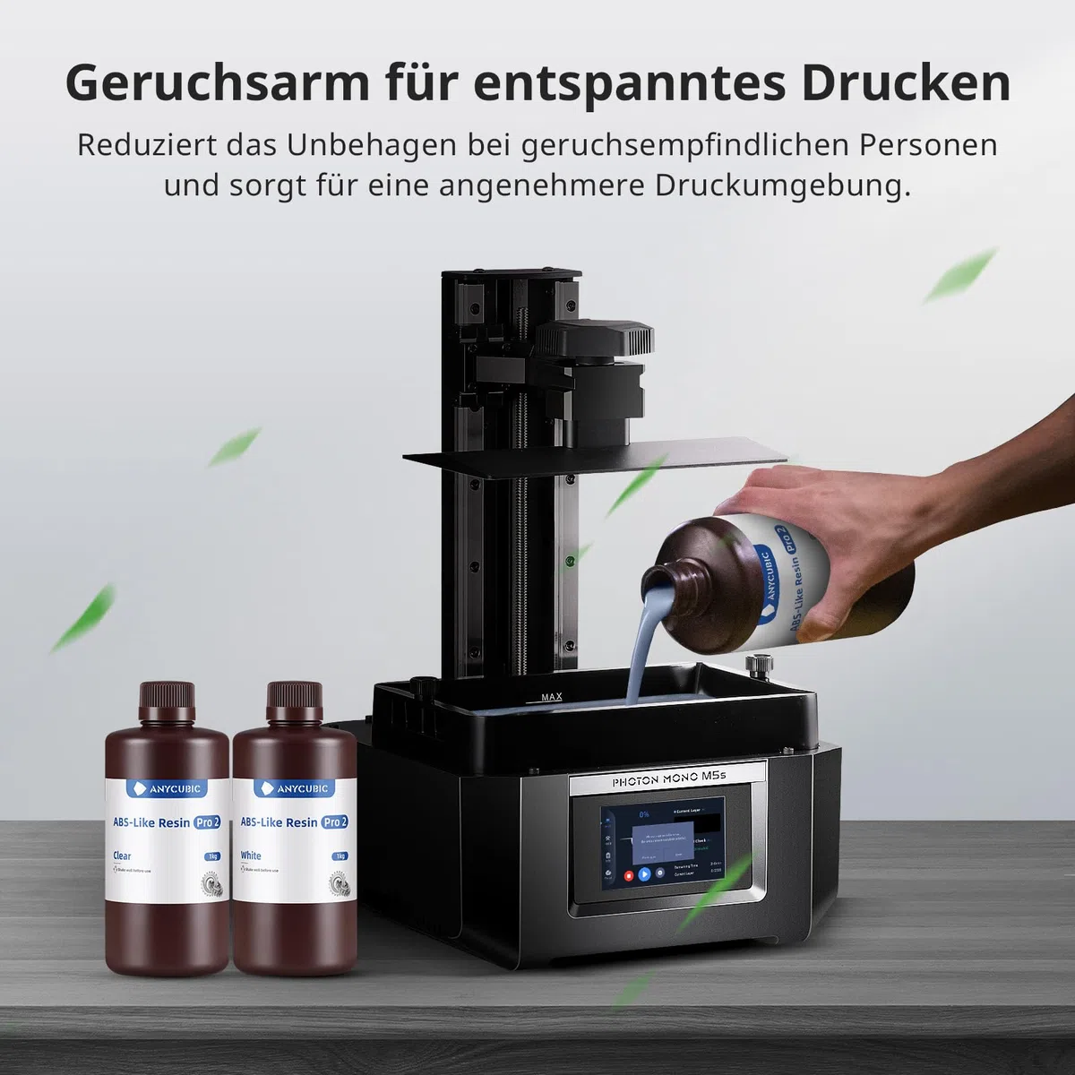 ANYCUBIC ABS-Like Resin Pro 2, 3D Drucker Resin mit Hoher Festigkeit und Zähigkeit, Hoher Präzision, 405 nm UV-härtendes Harz für MSLA/LCD/DLP 3D Drucker, Transluzent 1000g