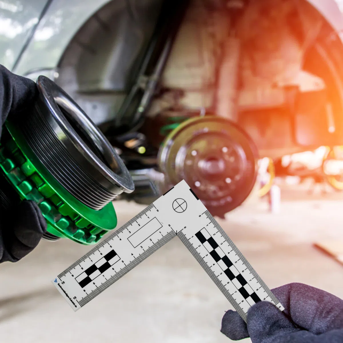 "Sachverständigen-Zubehör Tatortlineal Winkel | MAGNET | Gutachter Ausrüstung für Wertermittler | Spaltmaß Risslineal & Messwerkzeuge für Immobilienbewertung | Gutachten Autos KFZ