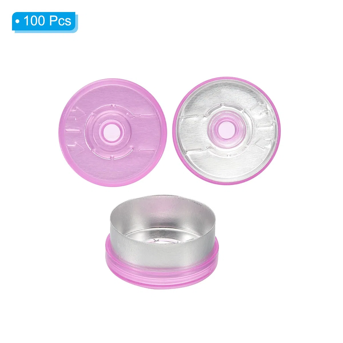 PATIKIL 100 Stück Aluminium Plastikkappen, 20mm Caps Verschlüsse Kappen, Flaschenverschlüsse Plastik Aluminium Kappen Abdeckung für Glasfläschchen, Lila
