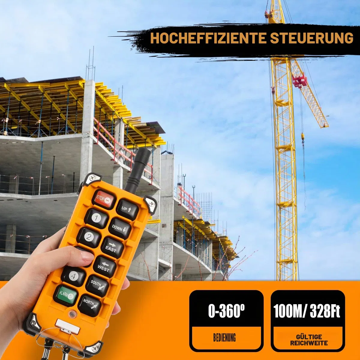 NEWTRY Drahtlose Kranfernbedienung Hohe Qualität Sender und Empfänger für Industriehebezeug, Laufkran (+ DC 24V Empfänger)