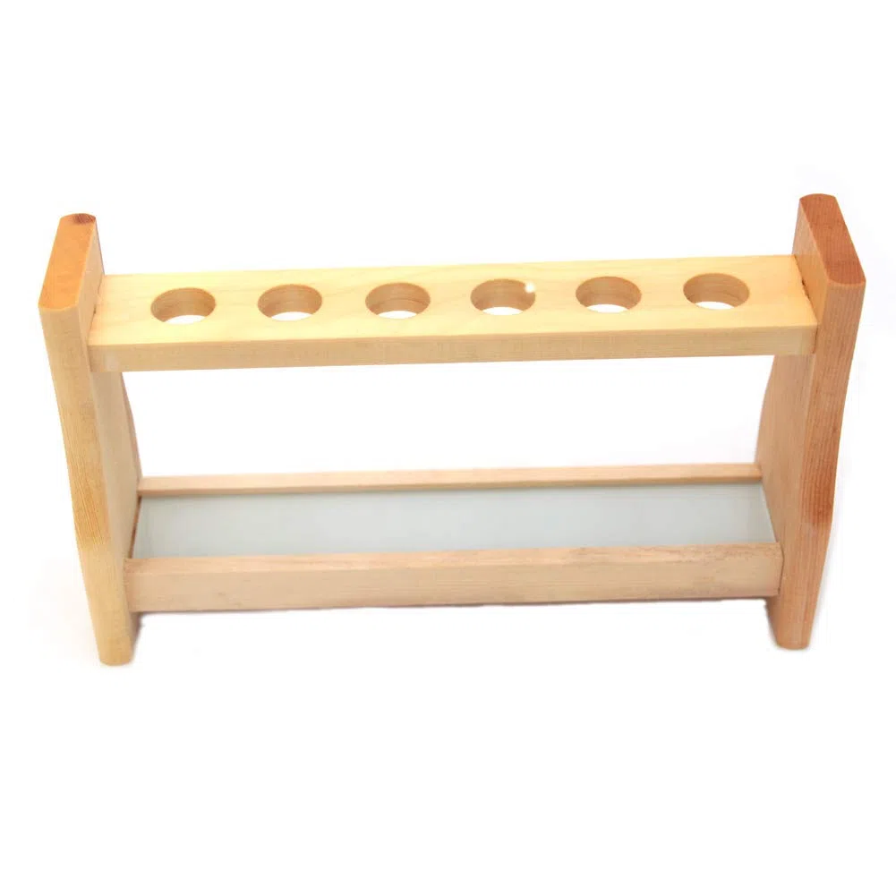 Reagenzglas-Gestell, 21 mm Loch, Holz, Holzhalter, Chemie, Gewürzregal, 25 ml Reagenzgläser, Laborrohrregale, Schreibtisch-Stifthalter (25 ml 6 Fächer)