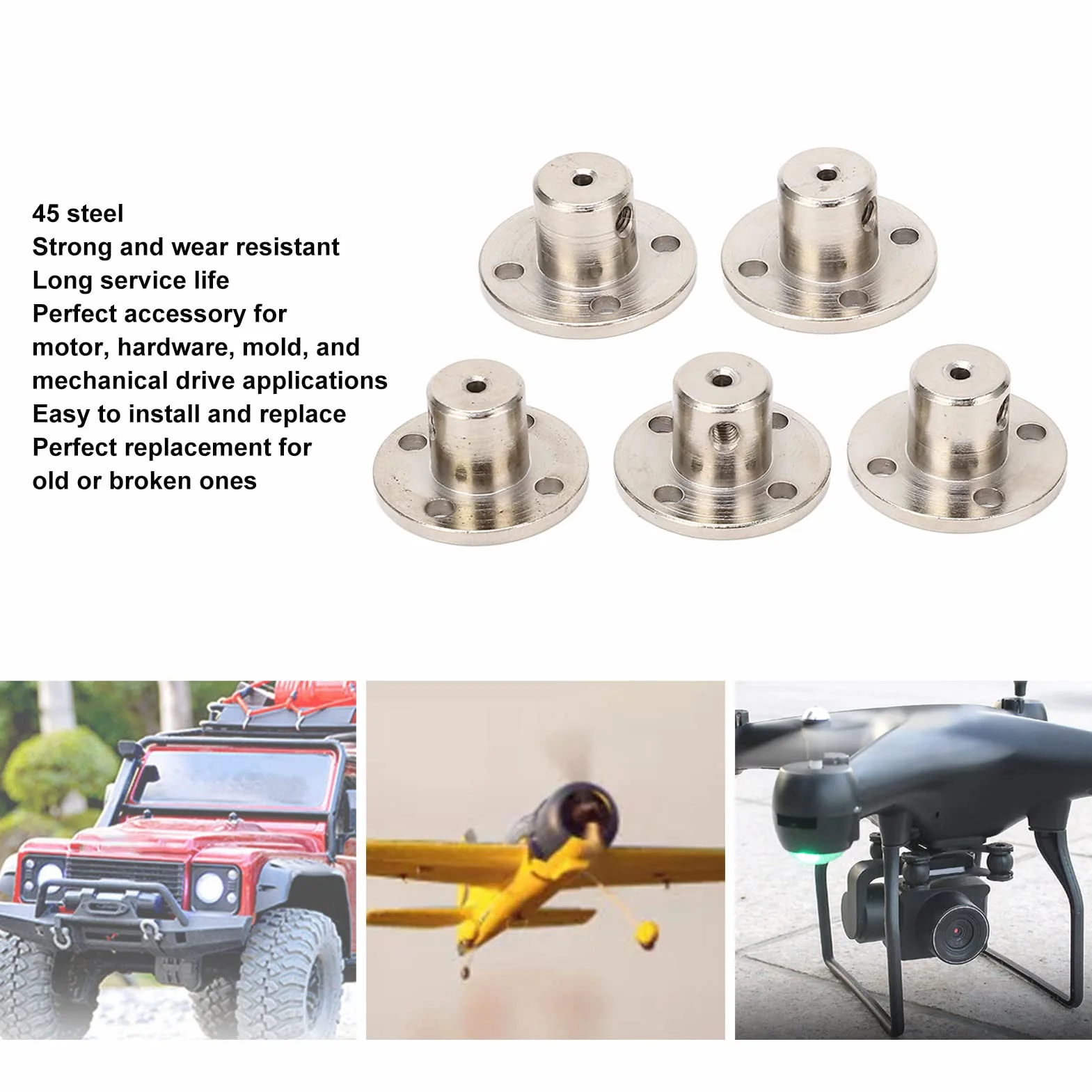 Flanschkupplungsverbinder, 5PCS Hohe Härte 45 Stahl 2mm Flanschführungswellenkupplung, Starres Führungsmodellkupplungszubehör Mit Schrauben Für DIY RC-Modellmotoren