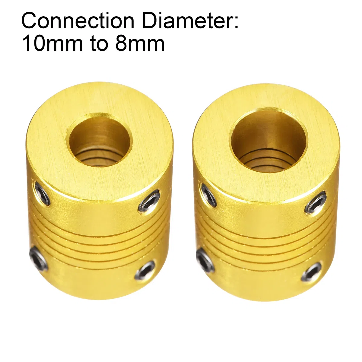 sourcing map 5Stk. 10mm bis 8mm Aluminiumlegierung Flexible Wellenkupplung L25xD20 Goldton
