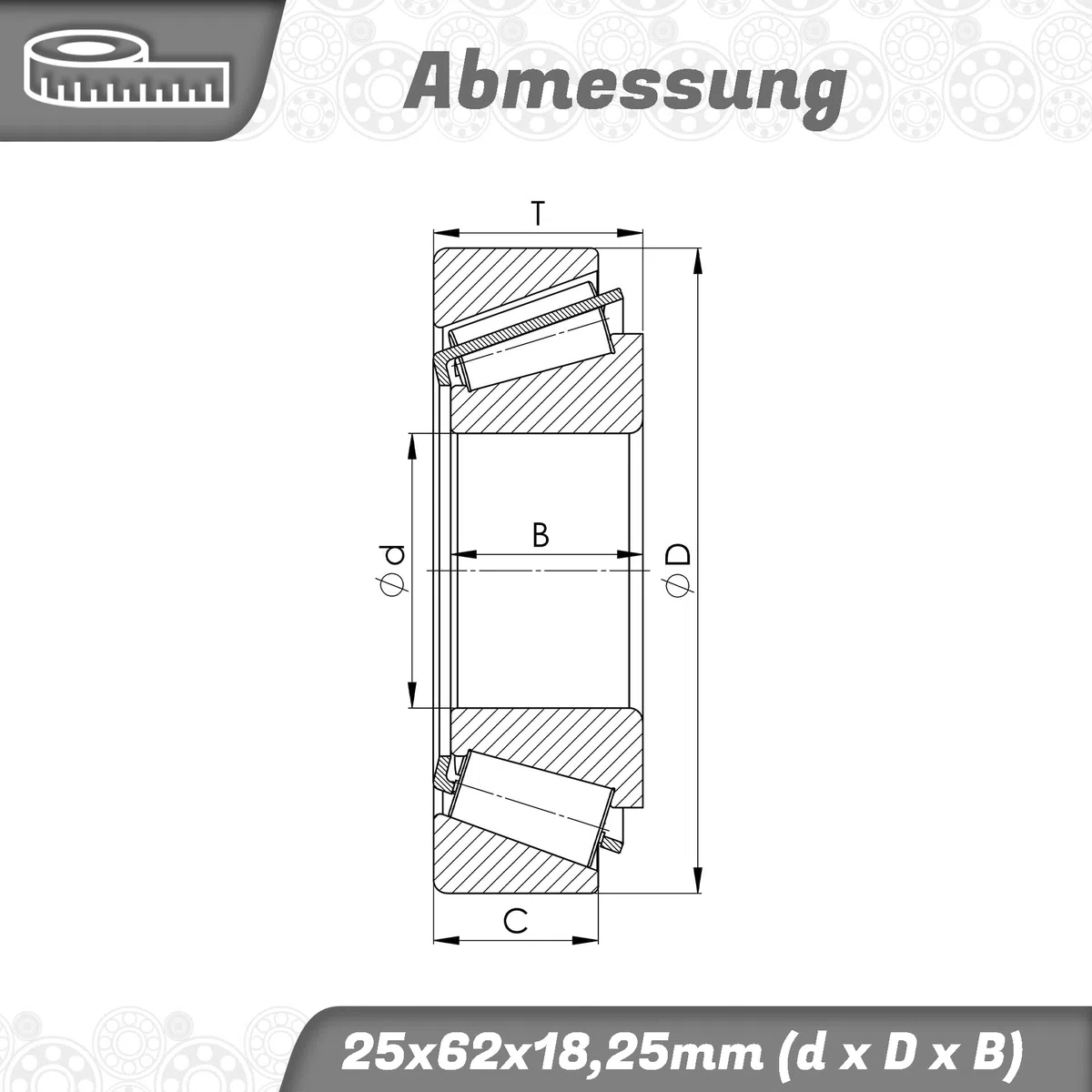 Kegelrollenlager 30305 25x62x18,25mm, hochbelastbares Präzisionslager für Axial- & Radialbelastungen, DIN 720 ISO 355, langlebig & hitzebeständig für Industrie- & Automobilanwendungen