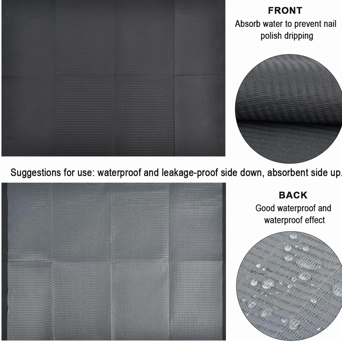 Schwarze Dental Lätzchen, 125 Stück Zahnärztliche Lätzchen Einweg 33cmx45cm, Einweg Tattoo Lätzchen Blatt 3 Lagen Wasserdichte Tattoo-Matte Tattoo Unterlagen für Krankenhäuser, Praxen, Tattoo Studios